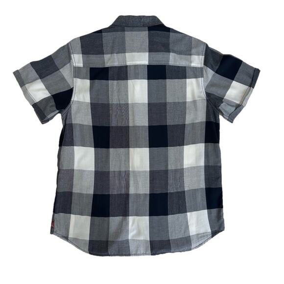 Howe Checkered Button Up Collar Dress Shirt Blue White Sz XL Casual Lightweight - Picture 2 of 12